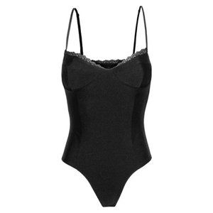 AFRM Black Lace-Trim Bodysuit